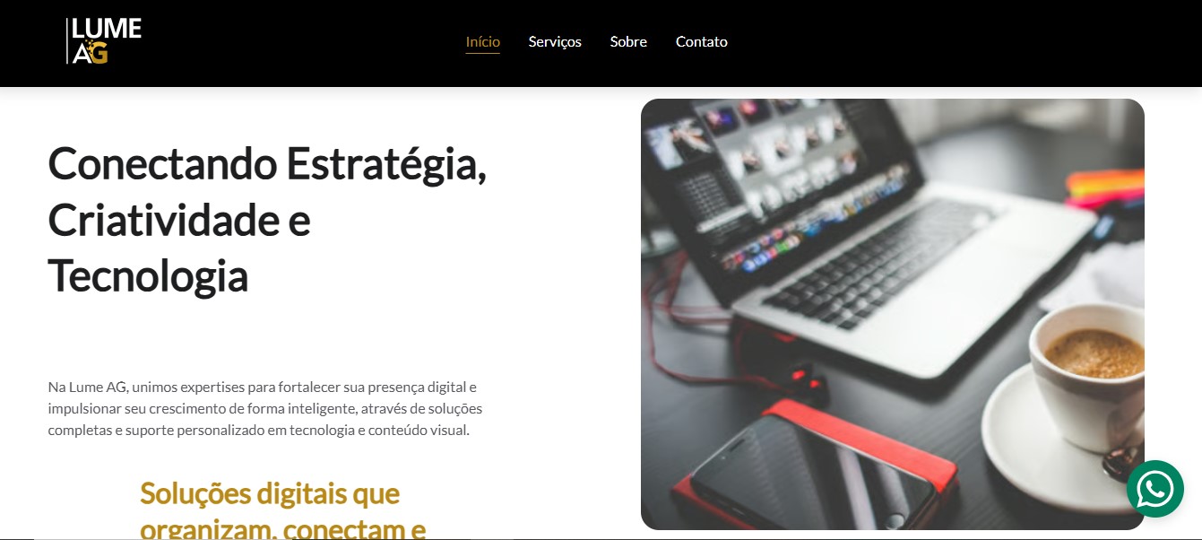 Página inicial do site Lume AG